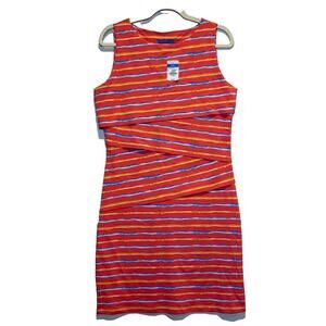 J McLaughlin Nicola Tiered Coral/Blue Dress Size Large/beach/vacation/brunch